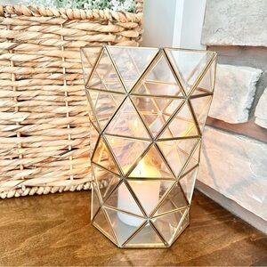 Vintage Geometric Brass And Glass Terrarium Vase Candle Decorative Storage Large
